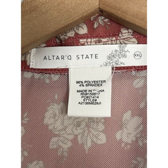 Altar'd State Floral Long Sleeve Blouse XXL Sheer Rouched Button Up Cottage Core - Picture 3 of 3
